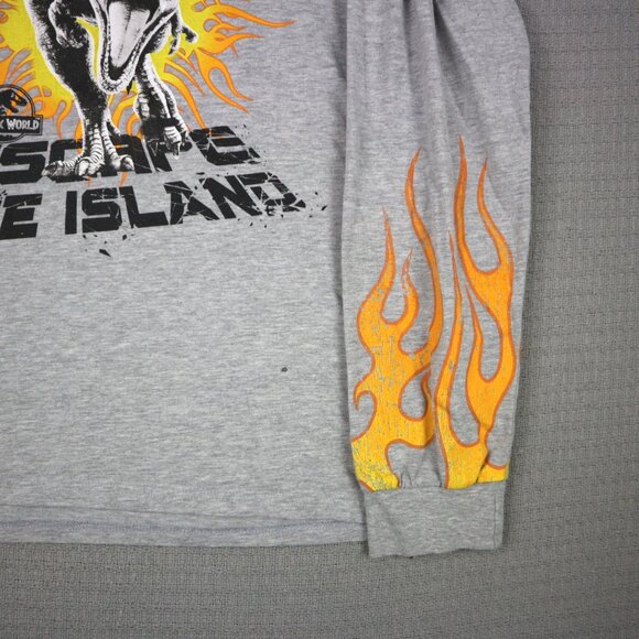 Jurassic World Flame Longsleeve Mens XL Grey Tee - Picture 4 of 5